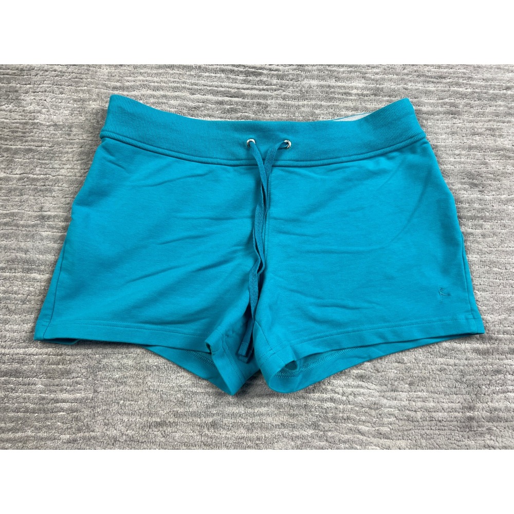 Danskin Now Shorts Womens M Teal Blue DNL24212 Cotton Blend Drawstring Athletic